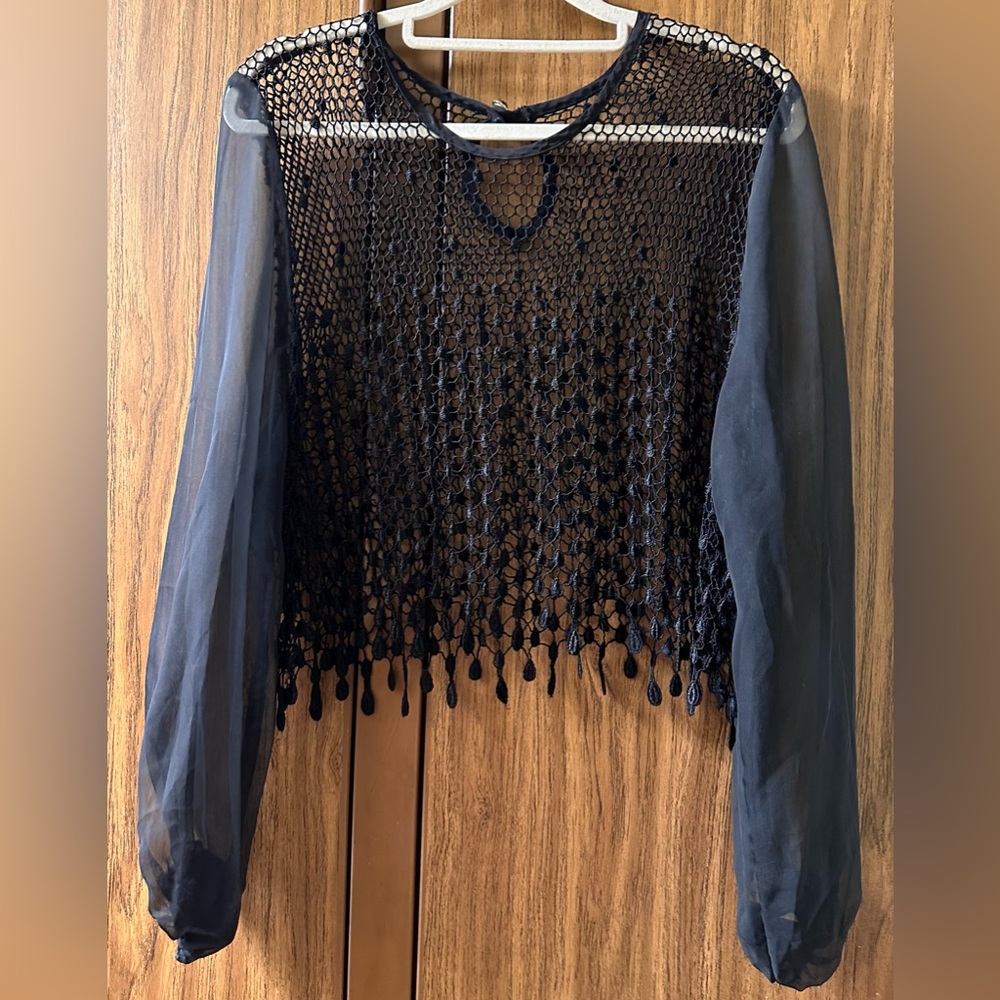 Gorgeous Black See Thru Blouse Size XL Size Large